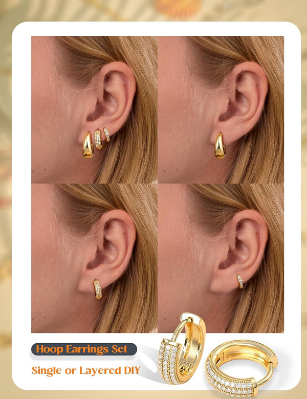 Everyday Metal Hoop Earrings Set